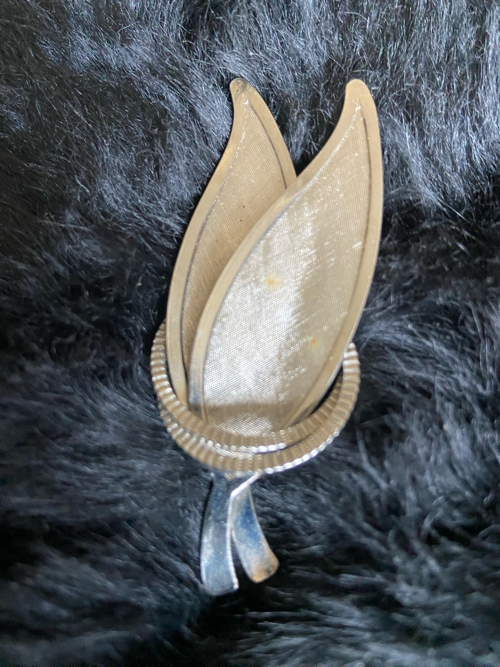 Vintage Silver-Tone Leaf Brooch